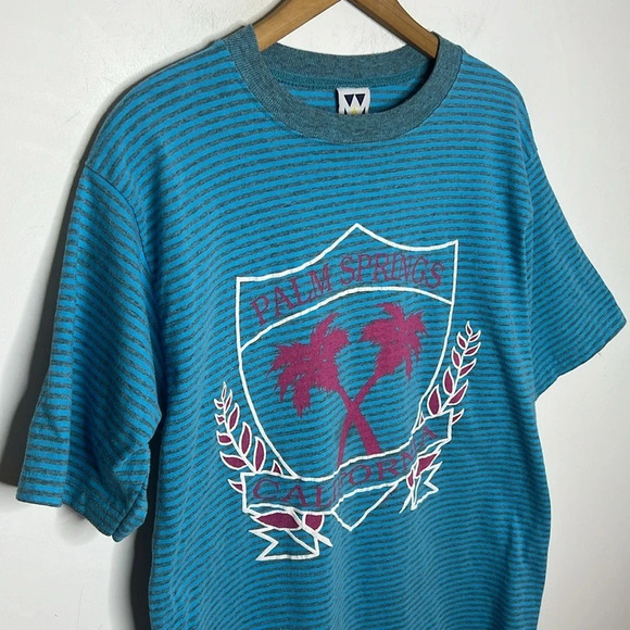 Vintage Single Stitch 90s Palm Springs California Graphic Spell Out T Shirt - Picture 2 of 13